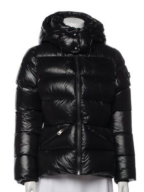 Mackage Women's Black Gloss Quilted Down Puffer Jacket with Hood